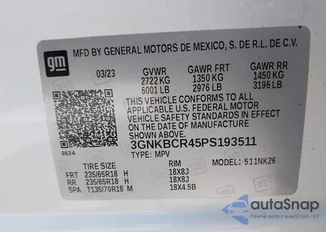 2023 Chevrolet Blazer Fwd 2Lt from USA, damaged, VIN 3GNKBCR45PS193511